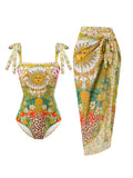 2026 Printed Strappy Swimsuit One Piece & Beach Dress Sexy Swimwear Women Bathing Swimming Swim Suit Female Padded Beachwear