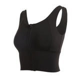 Women Sports Vest Sleeveless Round Neck Zipper Closure Fitness Bra Seamless Fabric Front Zipper Removable Chest Pad Underwear
