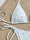 sexy floral print halter bikinis sets biquini micor string tie swimsuit Swimwear Biquini conjunto de bikini tankini beachwear