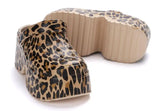 Leopard Platform Clogs for Women Closed Toe Chunky High Heel Sandals Woman New Summer Street Beach Slides Girls Fashion Slippers