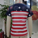 Women's 4th of July American Flag T Shirt Stylish Star Print Short Sleeve Round Neck Tops for Daily Wear