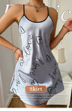 Heart Letter Print Nightdress Casual Round Neck Spaghetti Strap Sleep Dress Women's Sleepwear Dresses