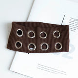 Punk Girl Hollowed Out Eyelets Wide Elastic Headband Stretchy Metal Rock Steampunk for Sports Headbands Hair Accessories