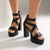 Spring and Summer New Model Fashion Chunky Heel Women's Sandals Open-toe Buckle Platform Sexy Party Women's Shoes High 11cm