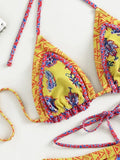 Floral Printed Halter Ruffled Frilled Bikini Women Swimwear Female Swimsuit Two-pieces Bikini set Thong Bathing Suit Swim Lady