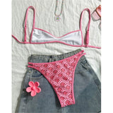 S - XL Flowers Printed High Leg Cut Bikini Female Swimsuit Women Swimwear Two-pieces Bikini set Bather Bathing Suit Swim V6965