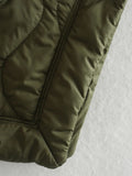 Quilted Argyle Coat Cape Rainproof Jacket Women Winter Jacket Army Green Casual Padded Loose Parkas Oversize Turtleneck Coat