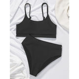 New Spiral Pit Strip U-Shaped High-Waisted Bikini Sexy Swimsuit Swimsuit Women Lightweight Fashion Classic Versatile Simple