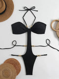 Extreme String Mini Micro Thong Women Swimwear One Piece Swimsuit Female Metal Beads Monokini Halter Bathing Suit Swim Bodysuit