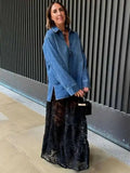 Mesh Sheer Lace Skirts Women High Waist Street Fashion Loose Hollow Out Long Skirt Party Sexy Patchwork Clubwear 2026 50JZ