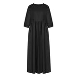 Womens Casual Summer Cotton Dress With Pockets 3/4 Sleeve Loose Midi Shirt Dress Women Dresses With Short Sleeves Vestidos