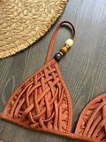 Sexy Pearls Strap Hole Out Micro Bikini Women Brown Knitted Push Up Bra Thong Swimsuit Summer Bathing Suit Holiday Swimwear 2026