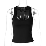 Women's Fashion Solid Tank Tops 2026 Streetwear Sleeveless T-shirt Female Square Collar Skinny Corset Y2K Girls Gray Crop Top