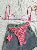 XS - XL Flowers Printed High Leg Cut Bikini Female Swimsuit Women Swimwear Two-pieces Bikini Set Bather Bathing Suit Swim Lady
