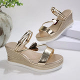 Women's Wedges Sandals Luxury Platform Slippers Sexy 2026 Women Shoes Shiny High Heels Women Beach Shoes