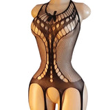 Porn Underwear Crotchless Babydolls Dress EroticCostume Sexy Hanging Neck Bodystockings Mesh See Through Adults Sexual Bodysuits
