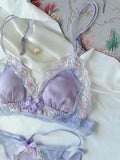 MOYISU Luxury Classic Thin Embroidery Light Luxury Silk French Underwear Sexy Pure Desire Lace Bra Set Small Chest Triangle Cup