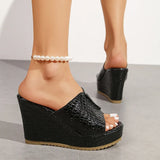 Women's Gold Wedges Sandals Summer 2026 Fashion Peep Toe Thick Platform Sandles Women Plus Size 42 Chunky Heels Slippers Woman