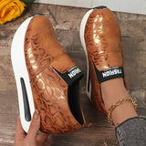 Snake Print Pu Leather Sneakers Women Autumn Winter Low Top Platform Sports Shoes Woman Slip On Lightweight Casual Shoes Mujer