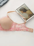 Women's Pink Lace Bra and Panty Set  Soft Floral Lace Everyday Comfort Perfect for Casual Wear sexy Lingerie set B2631