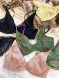Elegant French Design Minimizer Bra Fashion Triangle Cups Structural Support Ultra Thin Soft Mesh Lingerie Set MOYISU Sexy Tushy