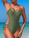 2026 Sexy Cut Out Monokini Swimsuit One Piece Solid String Swimwear Women Bathers Bathing Swimming Swim Suit Female Beach Wear