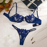 2025 Lace Sexy Erotic Floral Embroidery Lingerie Set For Women Sensual Erotic Sexy 2-Piece Bra + Panty Underwear Set ZA824031