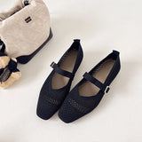 Women Leisure Flats Breathable Mesh Spring Summer Flat Shoes For Female Daily Walking Shoes Square Toe Ladies Fashion Footwear