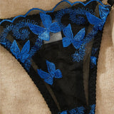 Toucheart Sexy Bra Underwear Set For Women Embroidery Butterfly Printing Patchwork Mesh Hollow Out Perspective Underwear Suit