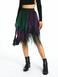 Women's Irregular Tulle Long Skirts Elastic High Waist Layered Mesh Tutu A-line Skirts Bohemian Korean Fashion Y2K Skirts