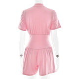 FDYOUI New 2026 Summer Zip-up Corset Playsuits Women Casual Short Sleeve Sports Fitness Overalls One Piece Tunics Yoga Bodysuit