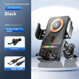 696 Car Holder With Dual Motor Electric Rotating Opening Closing Mobile Phone Holder Wireless Fast Charging Car Phone Bracket