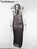 S - XL New Leopard Halter V Neck Backless Tunic Beach Cover Up Cover-ups Beach Dress Beach Wear Beachwear Female Women V7841