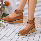 Women's Square High Heels Zip Shoes Woman Front & Rear Strap Pumps Cover Heel Shallow Women 2026 Ladies