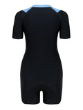 2026 Zipper Short Sleeve Slim Swimsuit Women One Piece Padded Swimwear Female Bather Bathing Swimming Swim Surf Suit Beachwear