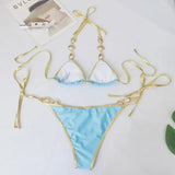Halter Crystal Rhinestone Diamond Bikini 2025 Female Swimsuit Women Swimwear Two-pieces Bikini Set High Cut Bathing Suit Swim