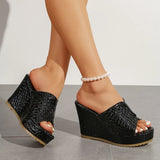 Women's Gold Wedges Sandals Summer 2026 Fashion Peep Toe Thick Platform Sandles Women Plus Size 42 Chunky Heels Slippers Woman