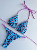 Leopard Halter Scrunch Butt Micro Thong Bikini Women Swimwear Female Swimsuit Two-pieces Bikini Set Bather Bathing Suit Swim
