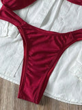 Sexy Metal Shell Ornament Bikini Set 2026 Women Hot Pink Pleate Push Up Bra Thong Swimsuit Summer Bathing Suit Micro Swimwear