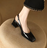 NASBAVI Slingback Sandals Summer Shoes Elegant Pink Black Nude Medium Heels Pumps Close Toe Office Party Shoe Female Large Size
