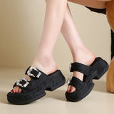 Luxury Rhinestone Thick Bottom Sandals Women 2026 New Silk Satin Embroidery High Heel Sandals Woman Summer Thick Heeled Slippers