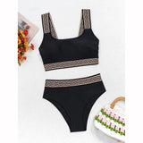 Hot Sale Sexy Swimsuit Split Underwire Split Black Color Bikini Swimsuit Two Piece Swimsuit For Women
