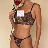Lace leopard print sexy push-up bra French sexy lingerie thong
