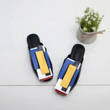 Summer Women Slipper High Block Heels Mules Party Club Ladies Mixed Color White Outdoor Slip-on Square Toe Shoes