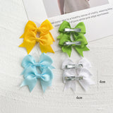 10Pcs/card Grosgrain Ribbon Bows Hair Clips For Girls Small Trailing Bowknots Hairpins Headwear Kids Hair Accessories