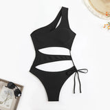 Cut Out Asymmetric One Shoulder One Piece Swimsuit Women Swimwear Female Monokini High Cut Bather Bathing Suit Swim Beachwear