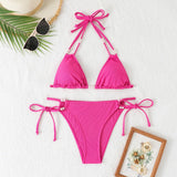 Sexy Orange Bikini 2025 Women Pearls Strap Push Up Drawstring Side Thong Swimsuit Luxury Lace Up Beach Bathing Suit Swimwear