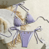Shell Decoration Swimwear String Halter Bikinis Sets Micro Thong Sexy Swimsuit Women 2026 Bathing Suit Purple Triangle Bikini