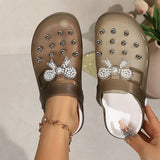 Pearls Bow Decor Platform Mules Sandals Women 2026 Anti Slip Sole Slip On Clogs Shoes Woman Breathable Thick Botom Beach Sandles