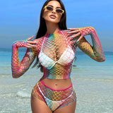 1 Set Sexy Women Fishnet Cover Ups Hollow Out Bodycon Women's Swimwear See through Tassel Dress without Bikini Beachwear